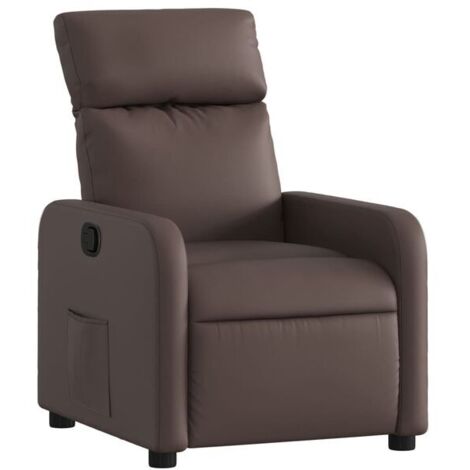 Chaise longue en cuir synthétique brun – Canapé relax réclinable avec repose-pieds, design élégant pour salon ou chambre