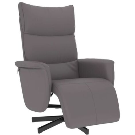 Chaise longue en cuir synthétique gris avec repose-pieds intégré – Canapé relax design contemporain pour salon ou chambre
