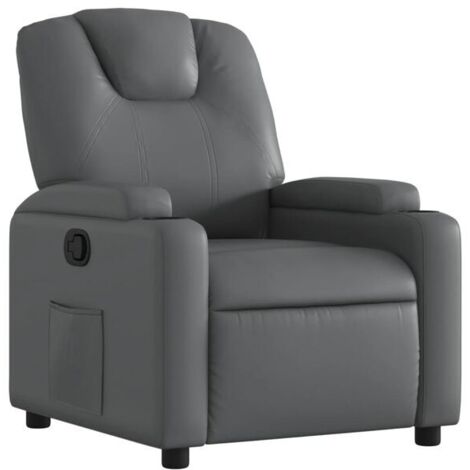 Chaise longue en cuir synthétique gris – Canapé relax moderne avec dossier réglable, idéal pour salon, chambre ou espace détente