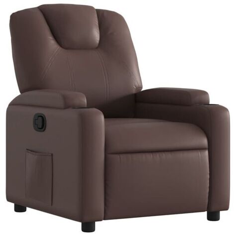 Chaise longue en cuir synthétique marron – Canapé relax réclinable avec repose-pieds, design élégant et confort maximal pour salon ou chambre