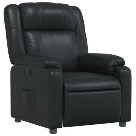 Chaise longue en cuir synthétique noir – Canapé relax moderne avec dossier réglable, idéal pour salon, chambre ou espace détente