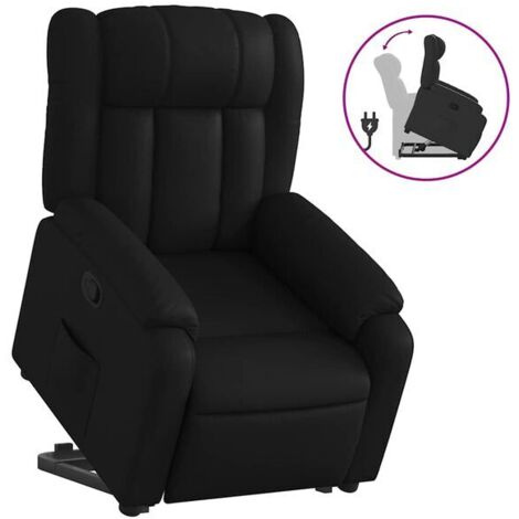 Chaise longue en cuir synthétique noir – Canapé relax moderne avec dossier réglable, idéal pour salon, chambre ou espace détente