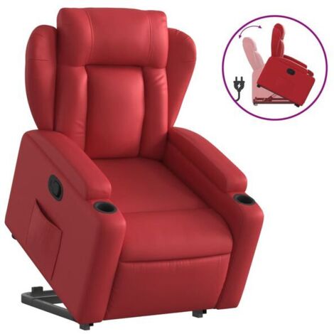 Chaise longue en cuir synthétique rouge – Canapé relax moderne avec dossier réglable, idéal pour salon, chambre ou extérieur