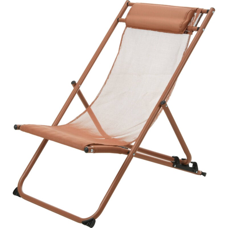 Chaise longue en métal avec réglage de la hauteur et appuie-tête, 115 cm