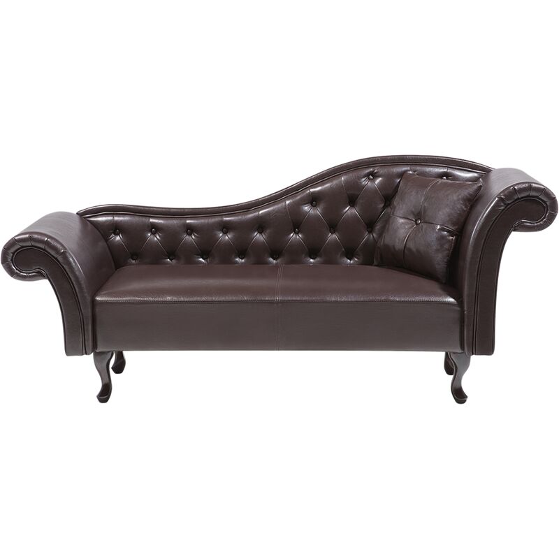 

Chaise longue en piel marrón derecho LATTES