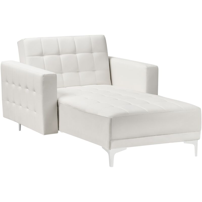 

Chaise longue de piel sintética blanco ABERDEEN