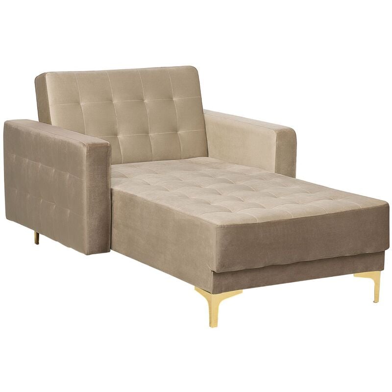 

Chaise longue de terciopelo beige ABERDEEN