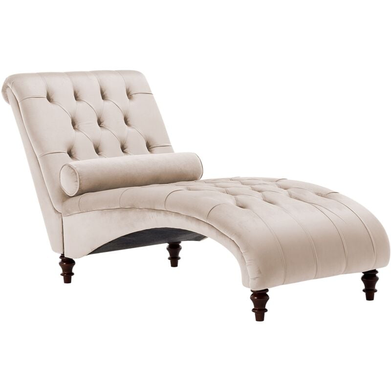

Chaise longue de terciopelo beige MURET