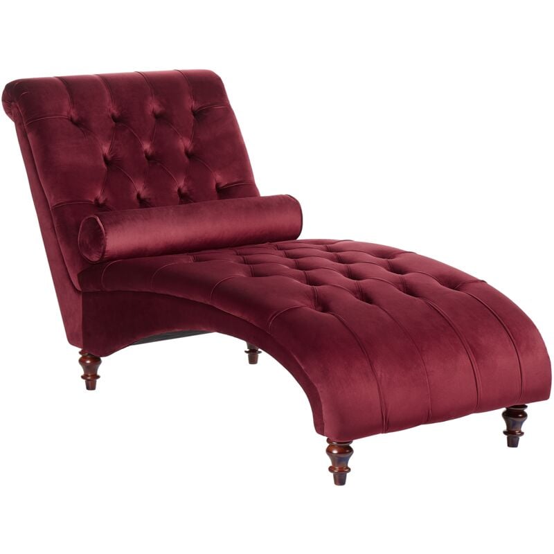 

Chaise longue de terciopelo borgoña MURET