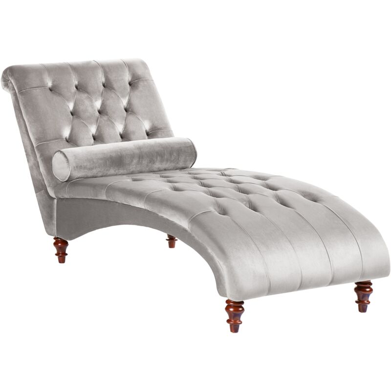 

Chaise longue de terciopelo gris MURET