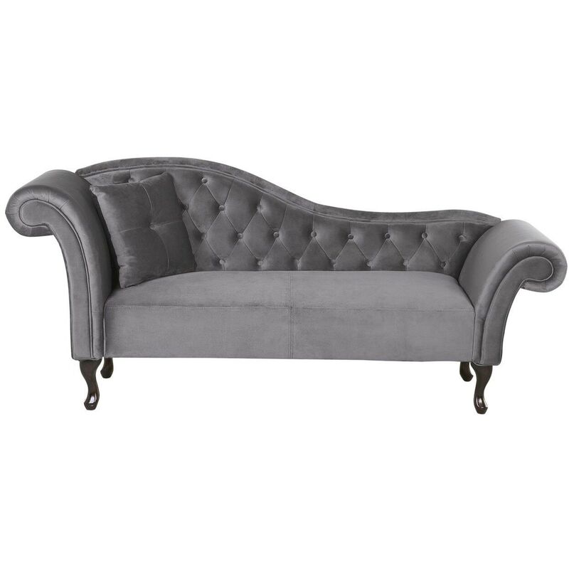 

Beliani - Chaise longue de terciopelo gris izquierdo LATTES