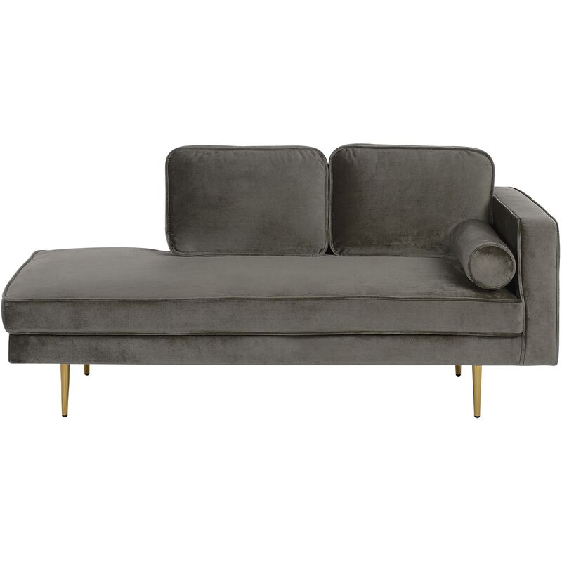 

Chaise longue de terciopelo gris pardo derecho MIRAMAS