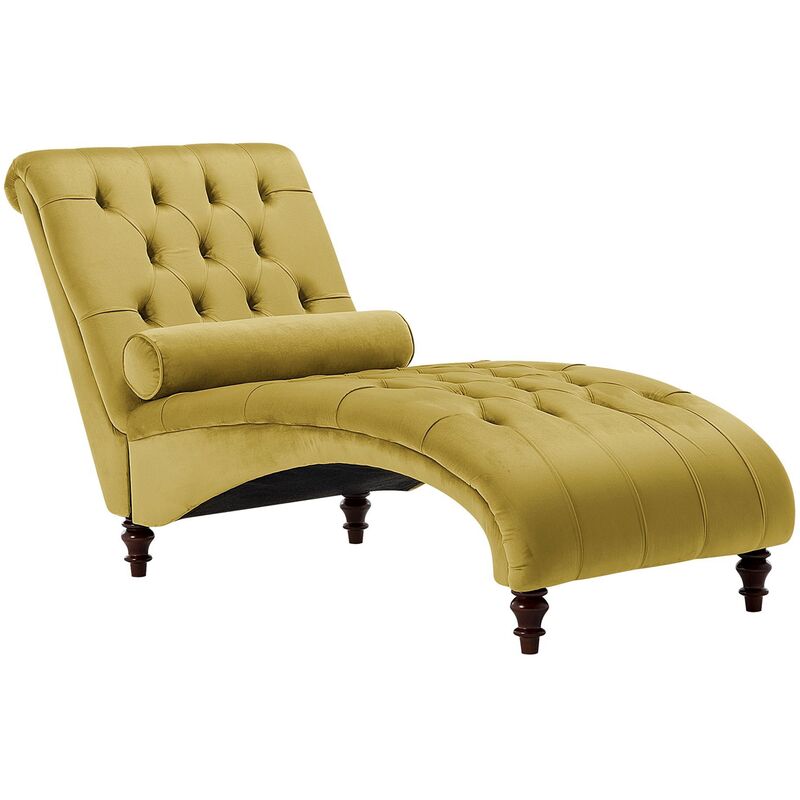 

Chaise longue de terciopelo amarillo mostaza MURET