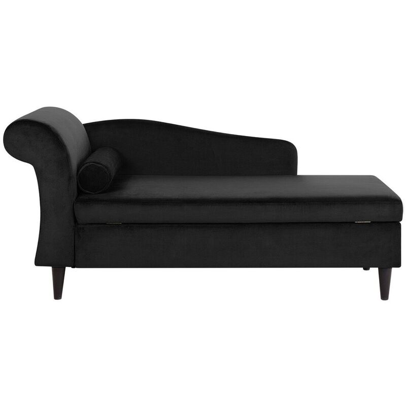 

Chaise longue de terciopelo negro izquierdo LUIRO