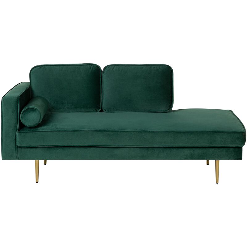 

Chaise longue de terciopelo verde esmeralda izquierdo MIRAMAS