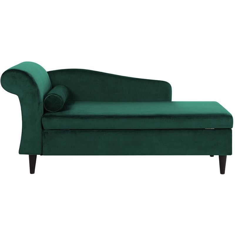 

Chaise longue de terciopelo verde izquierdo LUIRO