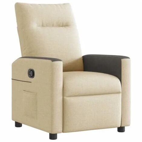 Chaise longue en tissu beige – Canapé relax inclinable avec dossier réglable, design moderne et confort ergonomique pour salon ou chambre