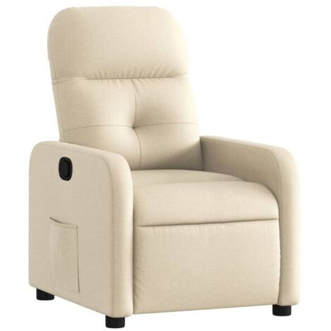 Chaise longue en tissu beige – Fauteuil relax design contemporain pour salon ou chambre, dossier inclinable et assise confortable