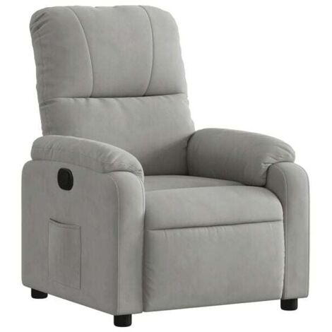 Chaise longue en tissu microfibre gris clair – Canapé relax moderne avec dossier inclinable et repose-pieds, idéal pour salon ou chambre