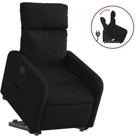 Chaise longue en tissu noir – Canapé relax moderne avec dossier réglable, idéal pour salon, chambre ou espace détente