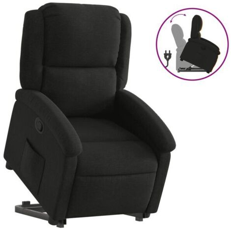 Chaise longue en tissu noir – Canapé relax réclinable avec dossier réglable, idéal pour salon, chambre ou espace détente