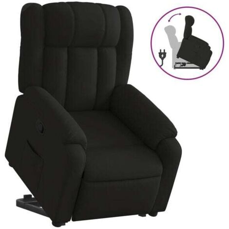 Chaise longue en tissu noir – Canapé relax réclinable avec dossier réglable, idéal pour salon, chambre ou espace détente
