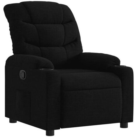 Chaise longue en tissu noir – Canapé relax réclinable avec dossier réglable, idéal pour salon, chambre ou espace détente