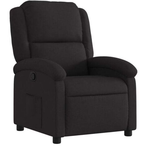 Chaise longue en tissu noir – Canapé relax réclinable avec dossier réglable, idéal pour salon, chambre ou espace détente