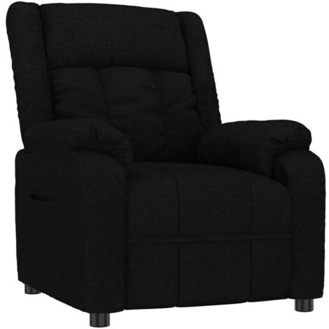 Chaise longue en tissu noir – Fauteuil relax design moderne pour salon ou chambre, dossier inclinable et assise confortable
