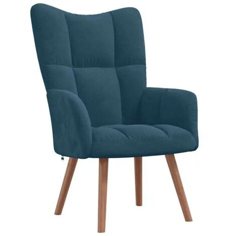 Chaise longue en velours bleu – Canapé relax design élégant avec dossier inclinable et repose-pieds, idéal pour salon ou chambre