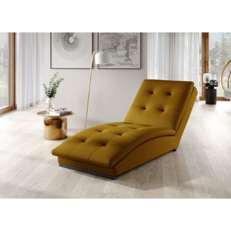 Chaise longue en velours BORA – Moderne & confortable-Jaune