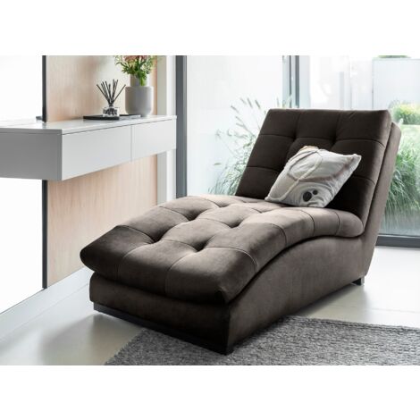 Chaise longue en velours BORA – Moderne & confortable-Marron foncé