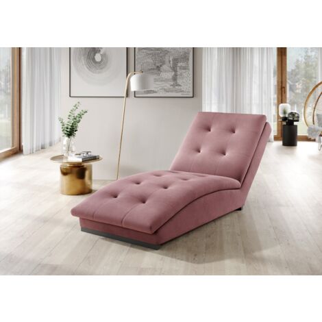 Chaise longue en velours BORA – Moderne & confortable-Rose poudré
