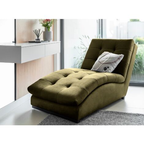 Chaise longue en velours BORA – Moderne & confortable-Vert kaki