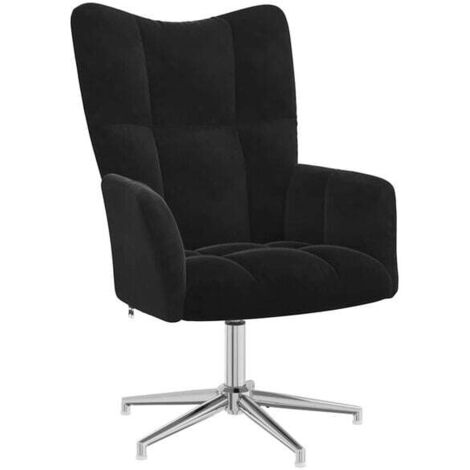 Chaise longue en velours noir – Canapé relax design élégant pour salon, lit d’appoint ou chambre à coucher, dossier inclinable et repose-pieds réglable
