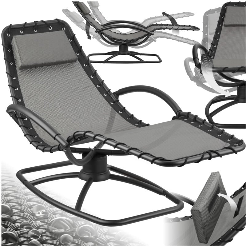 Chaise longue de jardin Ergonomique avec mouvement de balancement confortable tissu textilène respirant et déperlant