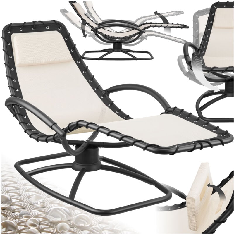 Chaise longue de jardin Ergonomique avec mouvement de balancement confortable tissu textilène respirant et déperlant