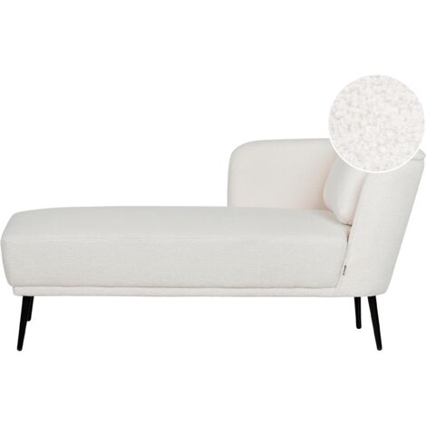 Chaise longue estilo retro con cojín muebles de sala de estar de bouclé blanco crema derecho Artheze