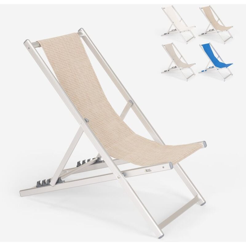 Chaise longue de plage pliable et réglable en aluminium Riccione Gold Couleur: Beige