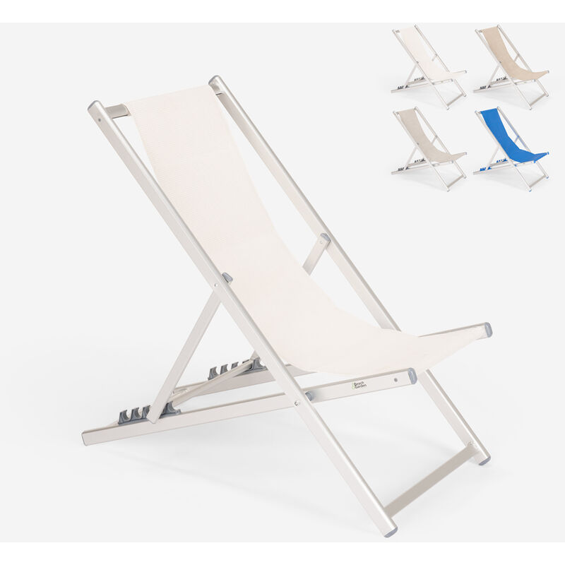 Chaise longue de plage pliable et réglable en aluminium Riccione Gold Couleur: Blanc