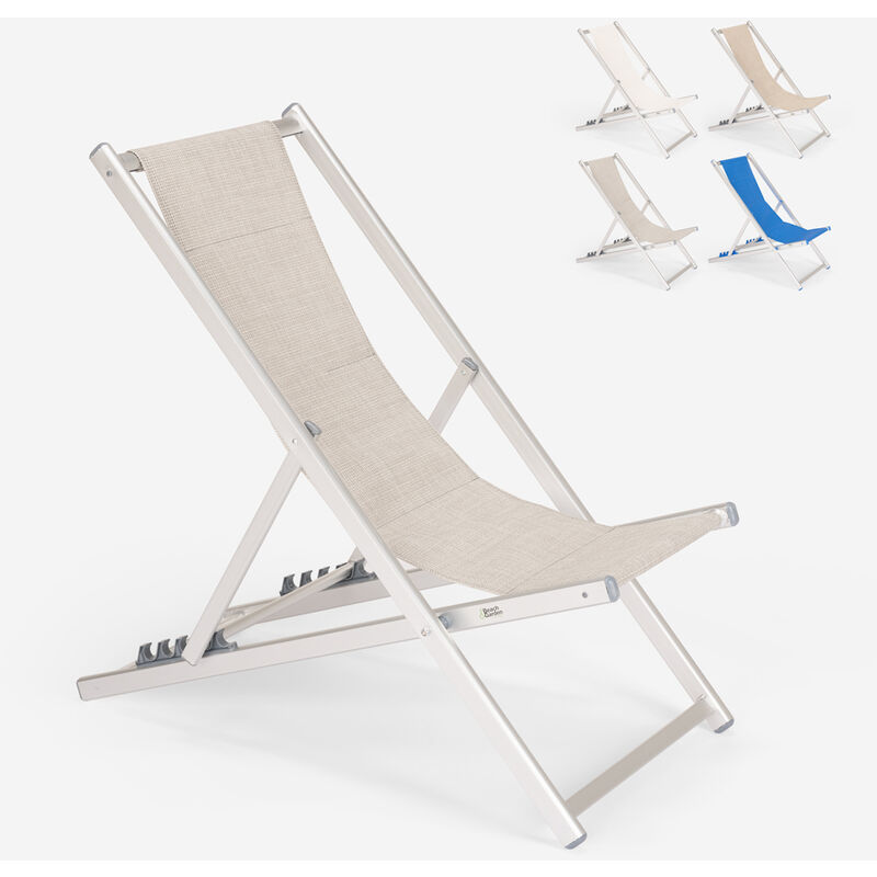 Chaise longue de plage pliable et réglable en aluminium Riccione Gold Couleur: Gris