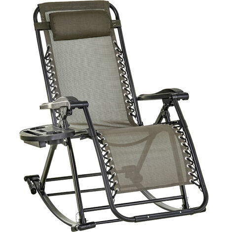 Chaise longue fauteuil à bascule pliable de jardin 2 en 1