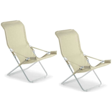 Chaise longue fiam fiesta structure acier blanc et toile jute 127BSJUT x 2