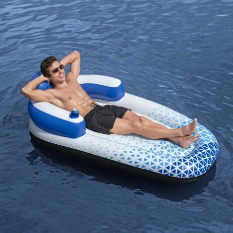 Chaise longue flottante  Bain de soleil  Transat de relaxation Hydro Force 183x97 cm Bleu BSRHS245679