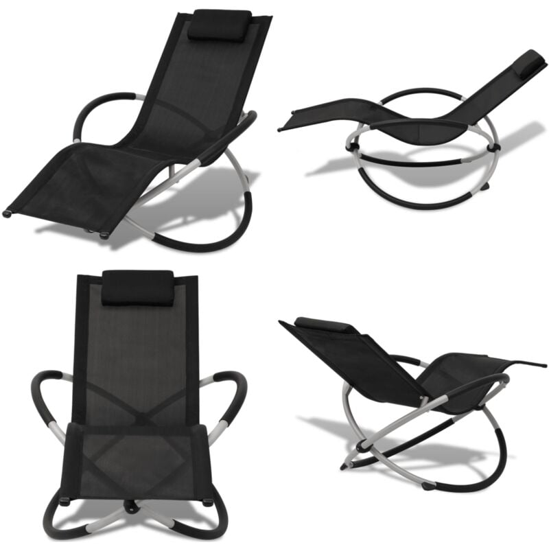 Chaise longue géométrique d'extérieur Acier Noir et gris - Chaise Longue - Transat - Mobilier De Jardin - Chaises Longues - Décoration Extérieure
