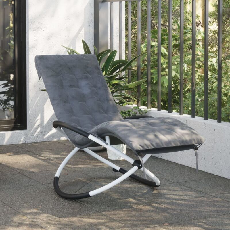 Vidaxl - Chaise longue géométrique avec coussin noir et gris acier