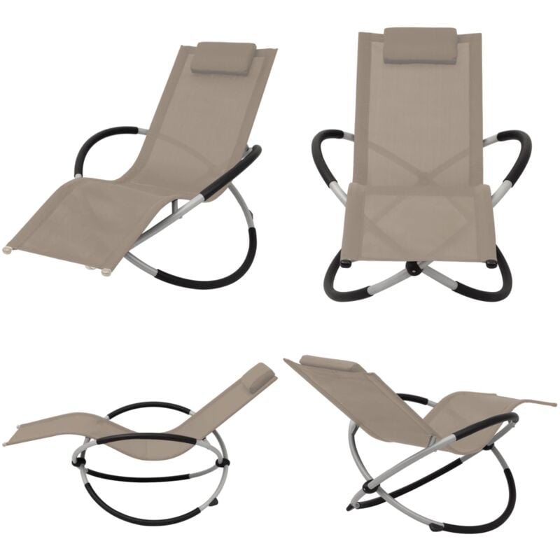 Chaise longue géométrique d'extérieur Acier Taupe - Chaise Longue - Mobilier De Jardin - Transat - Chaise Extérieure - Chaise Pliante - Home & Living