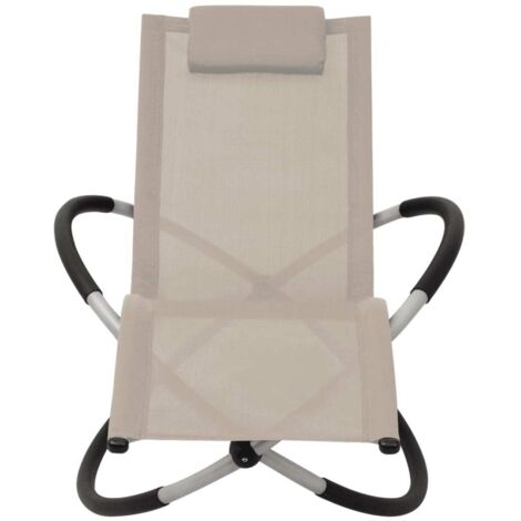 Chaise longue géométrique d'extérieur, Fauteuil Relax, pour Jardin Balcon Camping, Acier Crème OIB3960E