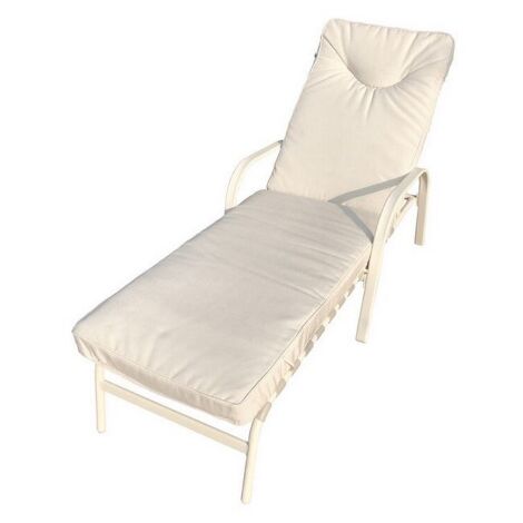Chaise longue Giove fauteuil structure me'tal 158x65x98 cm coussin couleur e'cru pour jardin exte'rieur