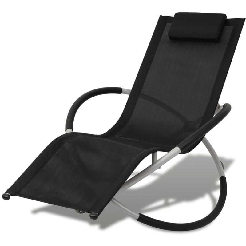 Doc&et² - Chaise longue géométrique d'extérieur Acier Noir et gris - Noir